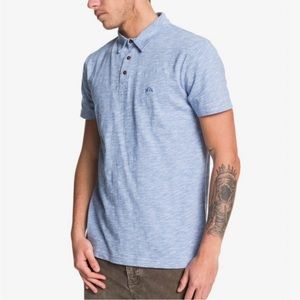 Quiksilver Everyday Sun Cruise Short Sleeve Polo Shirt Light Blue Slub Cotton-XL